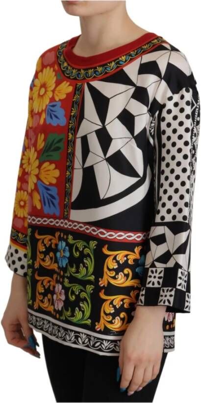 Dolce & Gabbana Zijden Barok Blouse met Bloemenprint Meerkleurig Dames