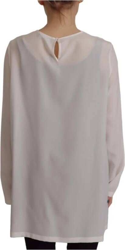 Dolce & Gabbana Zijden blouse met geborduurd logo Wit Dames