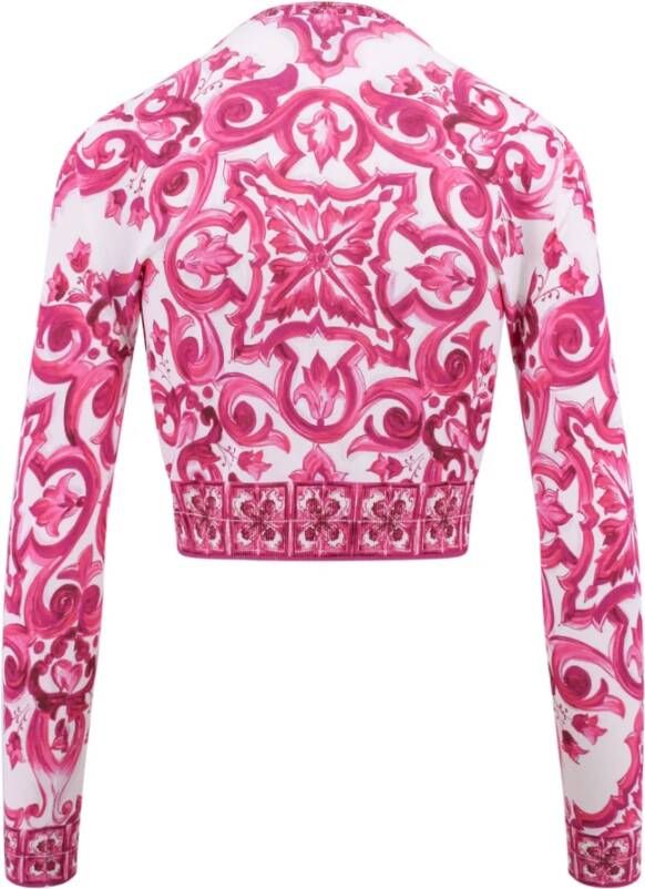 Dolce & Gabbana Zijden Maiolica Print Crop Top Roze Dames