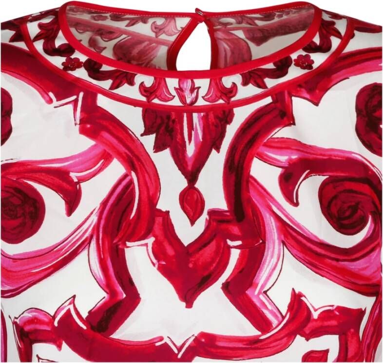Dolce & Gabbana Zijden Majolica Print Blouse Red Dames