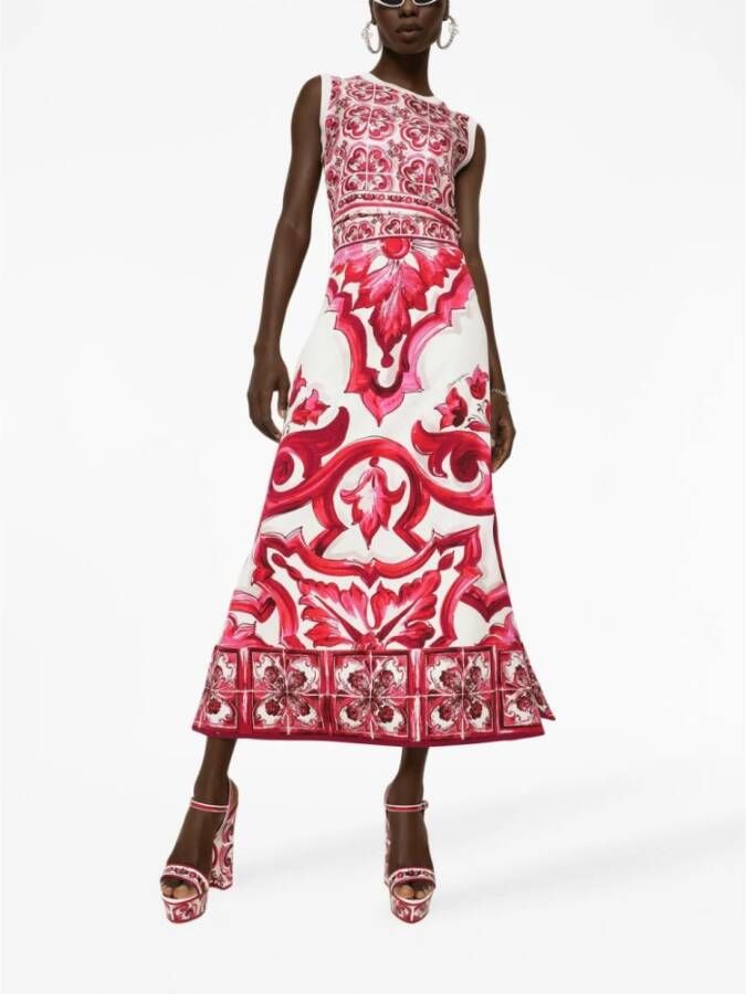 Dolce & Gabbana Zijden mouwloze top met twill patroon inzetstukken Pink Dames