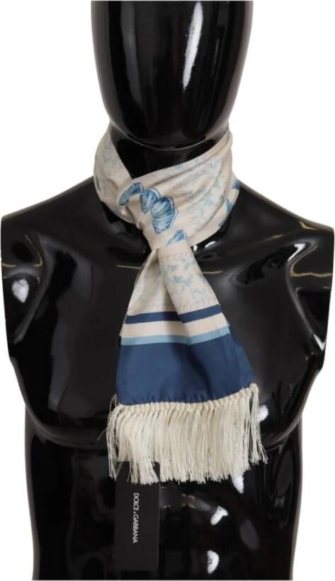 Dolce & Gabbana Zijden sjaal met schelpenprint voor heren Blauw Heren