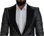Dolce & Gabbana Zwart Zilver Jacquard Slim Fit Jas Blazer Zwart Heren - Thumbnail 2