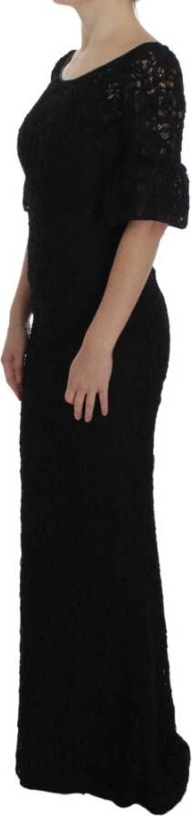 Dolce & Gabbana Zwarte bloemenkanten lange bodycon maxi jurk Zwart Dames