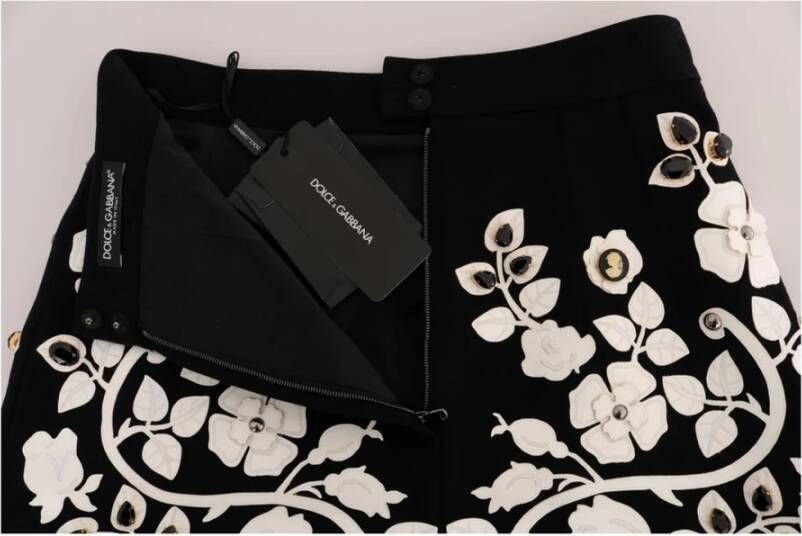 Dolce & Gabbana Zwarte Bloemenkristal Potloodrok Multicolor Dames