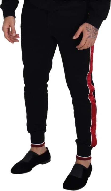 Dolce & Gabbana Zwarte joggingbroek met rode details Zwart Heren