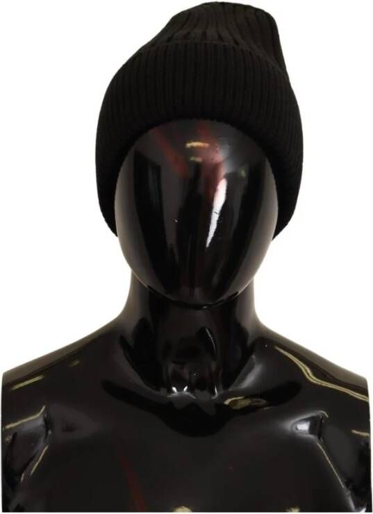 Dolce & Gabbana Zwarte Kabel Gebreide Beanie Hoed Zwart Dames