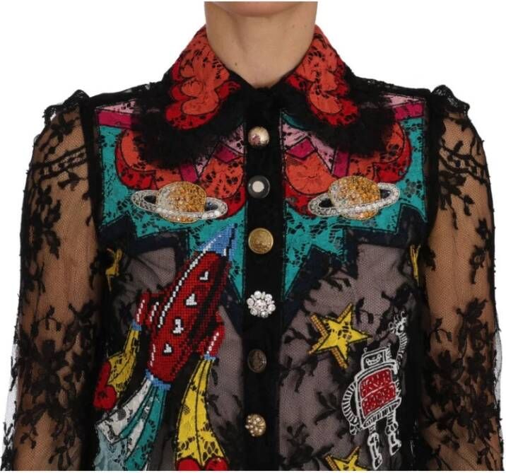 Dolce & Gabbana Zwarte kanten Space shirt Zwart Dames