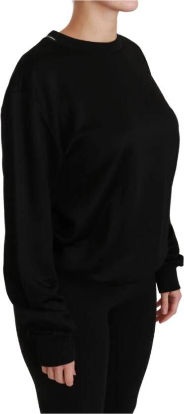 Dolce & Gabbana Zwarte katoenen crewneck pullover trui Zwart Dames