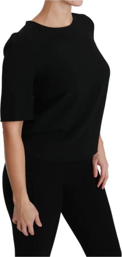 Dolce & Gabbana Zwarte korte mouw stretch blouse Zwart Dames
