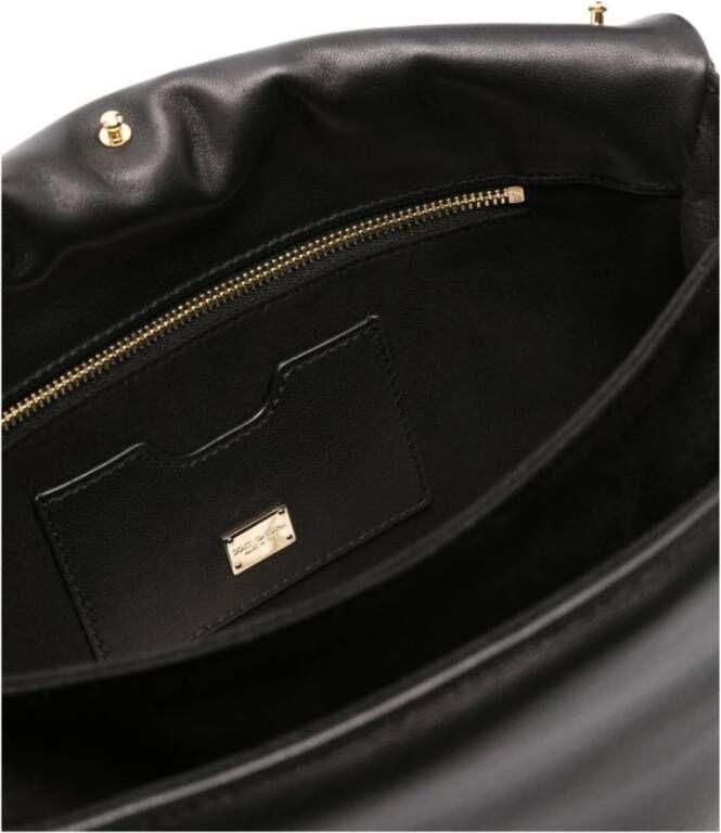 Dolce & Gabbana Zwarte Leren Clutch Tas met Verstelbare Schouderband Zwart Dames
