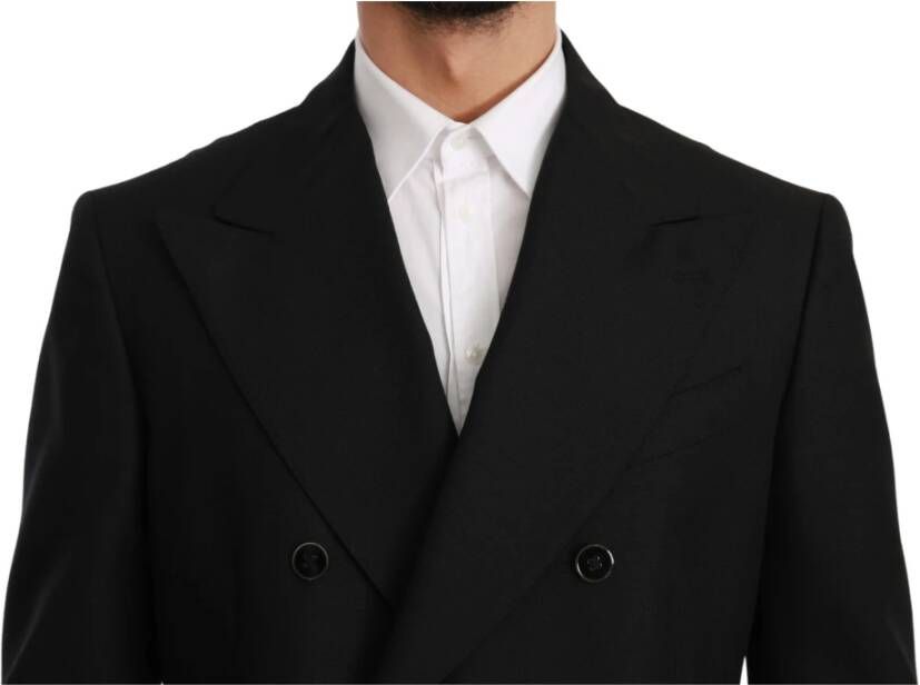 Dolce & Gabbana Zwarte Slim Fit Wol Blazer Jas Zwart Heren