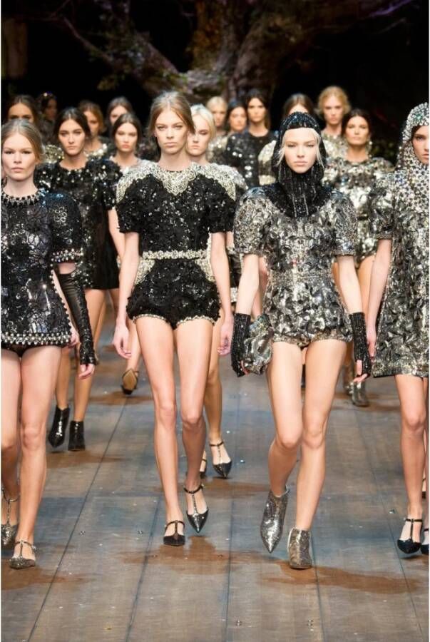 Dolce & Gabbana Zwarte Transparante Kristallen Catwalk Blouse Top Grijs Dames