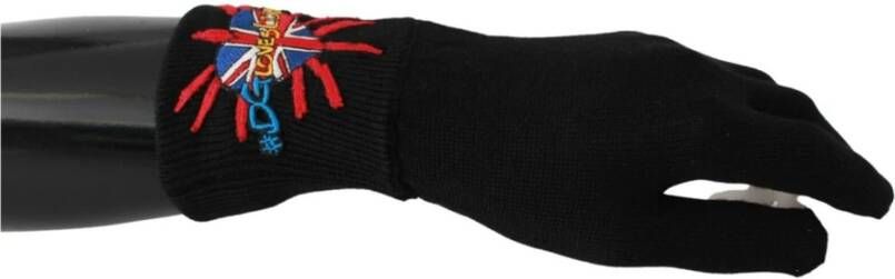 Dolce & Gabbana Zwarte Unisex Wol Handschoenen met Logo Borduursel Zwart Heren