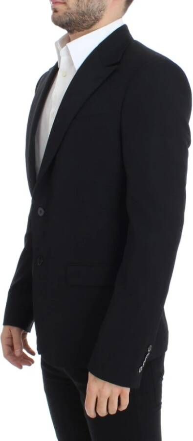 Dolce & Gabbana Zwarte Wol Slim Fit Blazer Jas Zwart Heren
