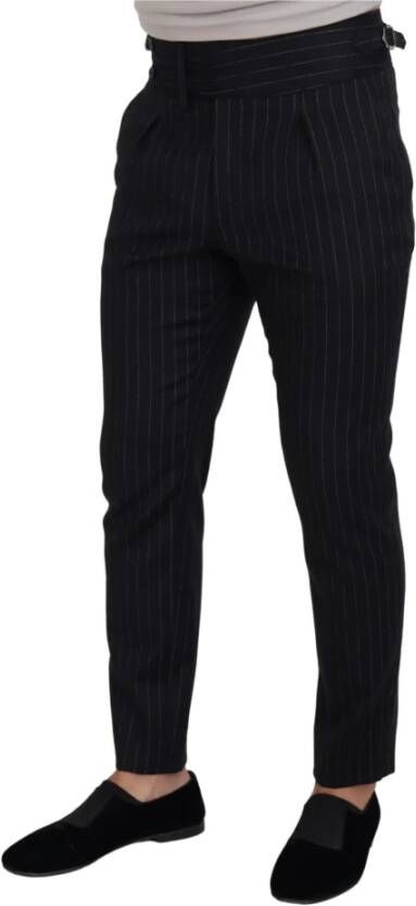 Dolce & Gabbana Zwarte wollen gestreepte chino broek Zwart Heren