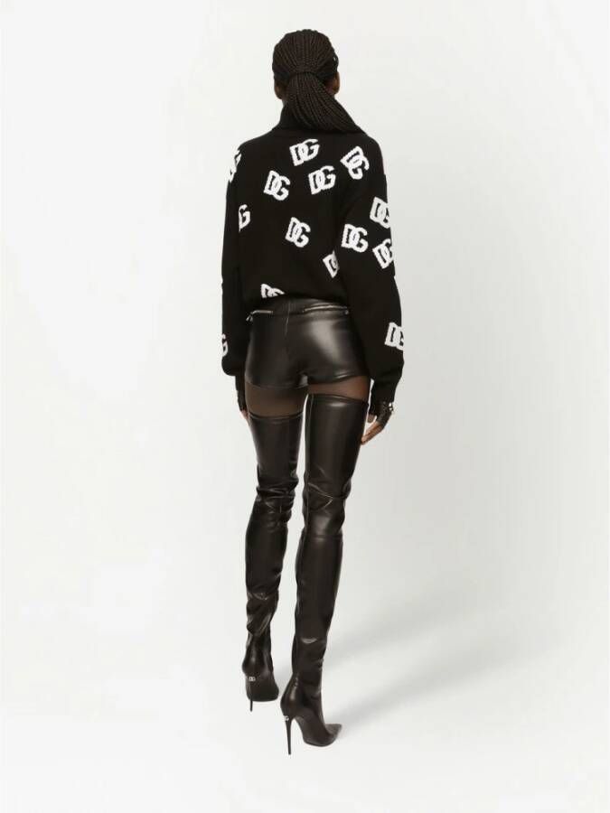 Dolce & Gabbana Zwarte wollen trui met DG-logo Zwart Dames