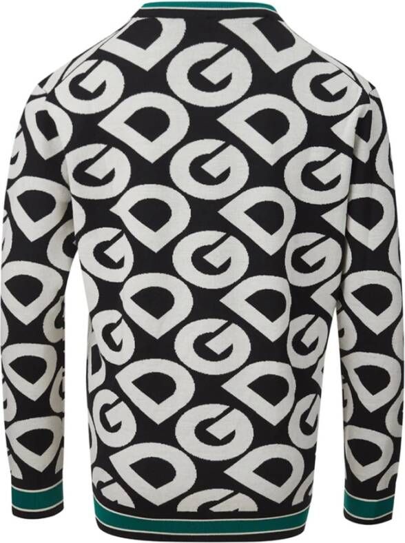 Dolce & Gabbana Zwarte wollen trui met wit logo Black Dames