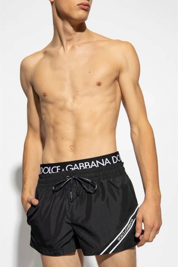 Dolce & Gabbana Zwarte zee kleding met elastische tailleband Black Heren