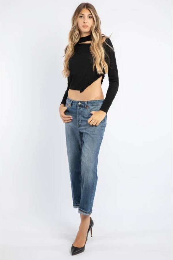 Dondup Blauwe Loose Fit Jeans met Verborgen Knoopsluiting Blauw Dames