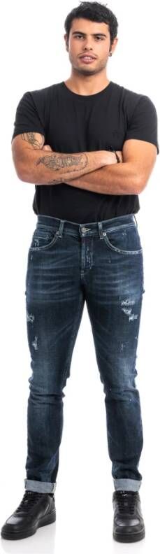Dondup Slim-Cut Opgerolde Zoom Distressed Jeans Blue Heren