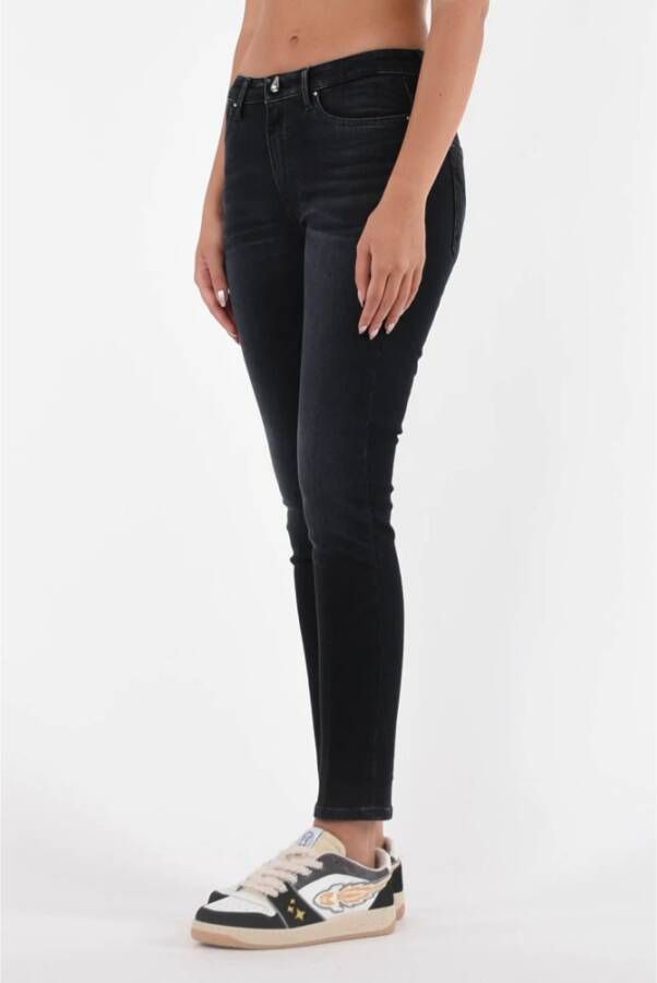 Dondup Hoge taille skinny jeans met juweel details Zwart Dames