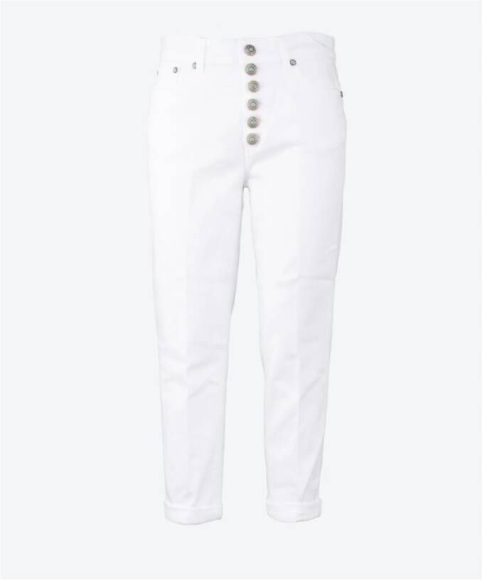 Dondup Koons Cropped Jeans Trendy Loose Fit met Juweelknopen White Dames