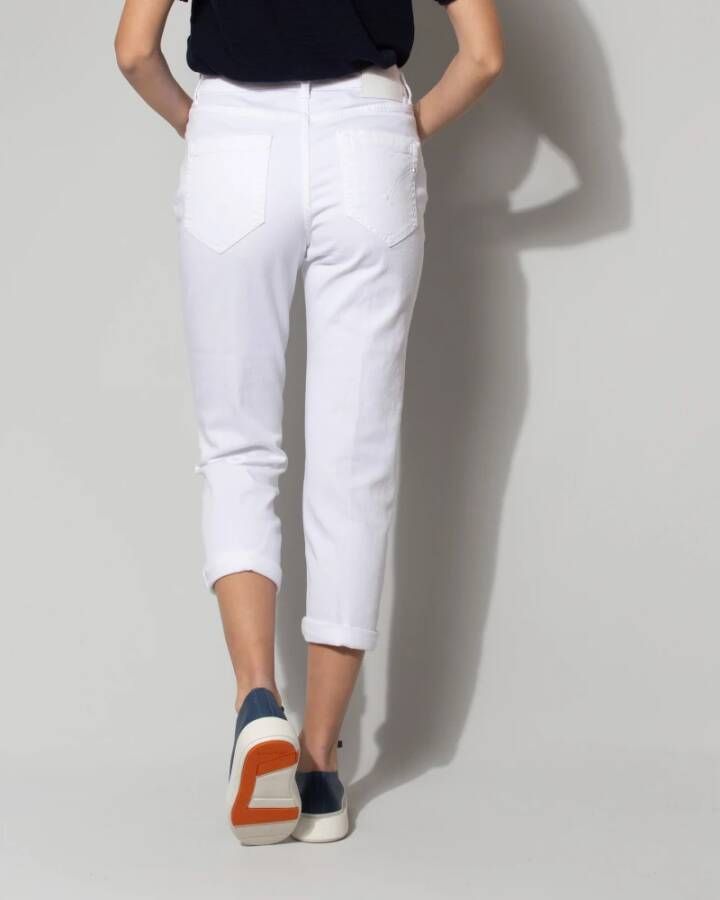 Dondup Koons Cropped Jeans Trendy Loose Fit met Juweelknopen White Dames