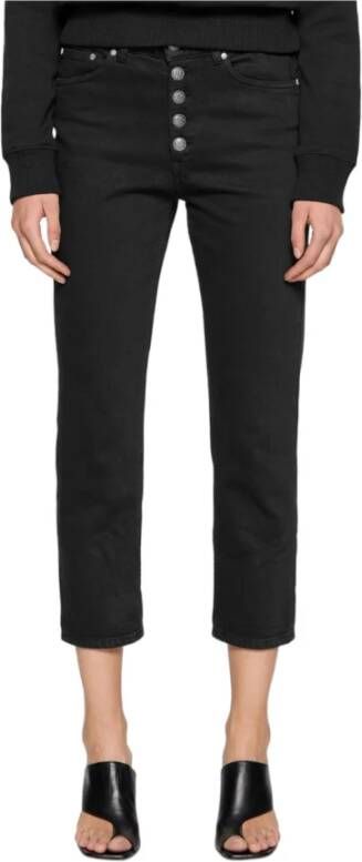 Dondup Wijde Fit Enkellange Jeans met Juweelknoop Black Dames - Foto 1