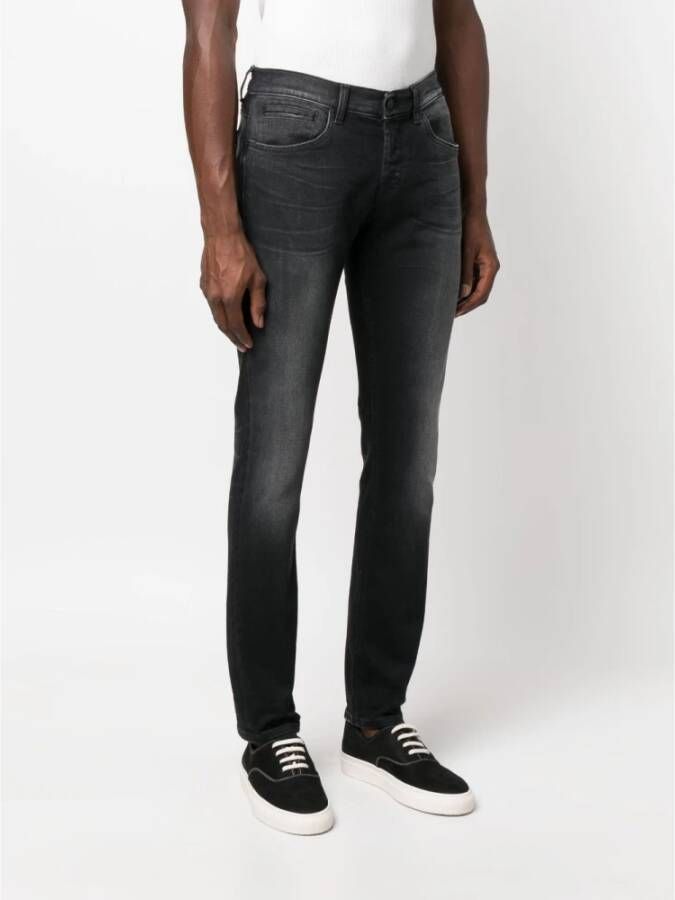 Dondup Zwarte Stonewashed Mid-Rise Jeans Zwart Heren