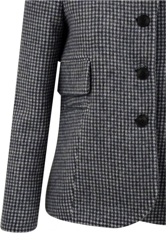 Douuod Woman Houndstooth Jas met Italiaanse Kraag Multicolor Dames