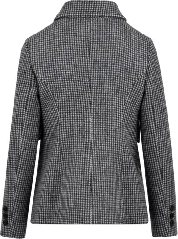Douuod Woman Houndstooth Jas met Italiaanse Kraag Multicolor Dames