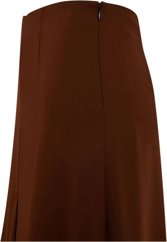 Douuod Woman Uitlopende Knielengte Rok met Verborgen Rits Brown Dames