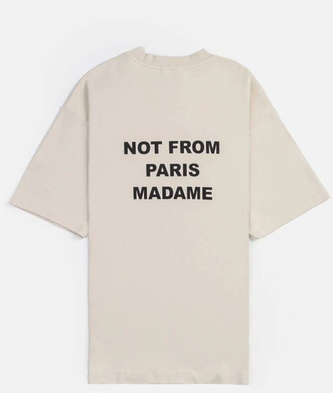 Drole de Monsieur Beige Slogan T-Shirt met Logo Print Beige Heren