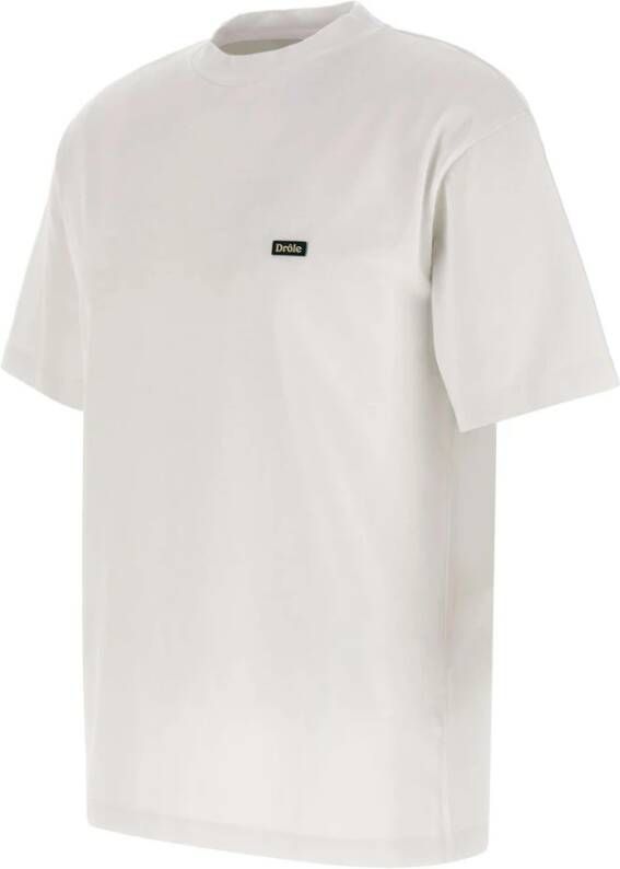 Drole de Monsieur Grappig Wit Katoenen T-Shirt met Geborduurd Logo White Heren