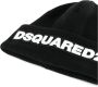 Dsquared2 Zwarte Logo Wol Hoed met Opgeklapte Klep Black Heren - Thumbnail 4
