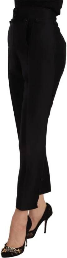 Dsquared2 Luxe Zwarte Wol Hoge Taille Skinny Broek Zwart Dames