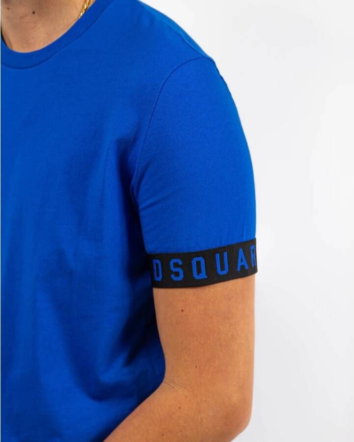 Dsquared2 Blauw Strak Rond Hals T-Shirt Blauw Heren