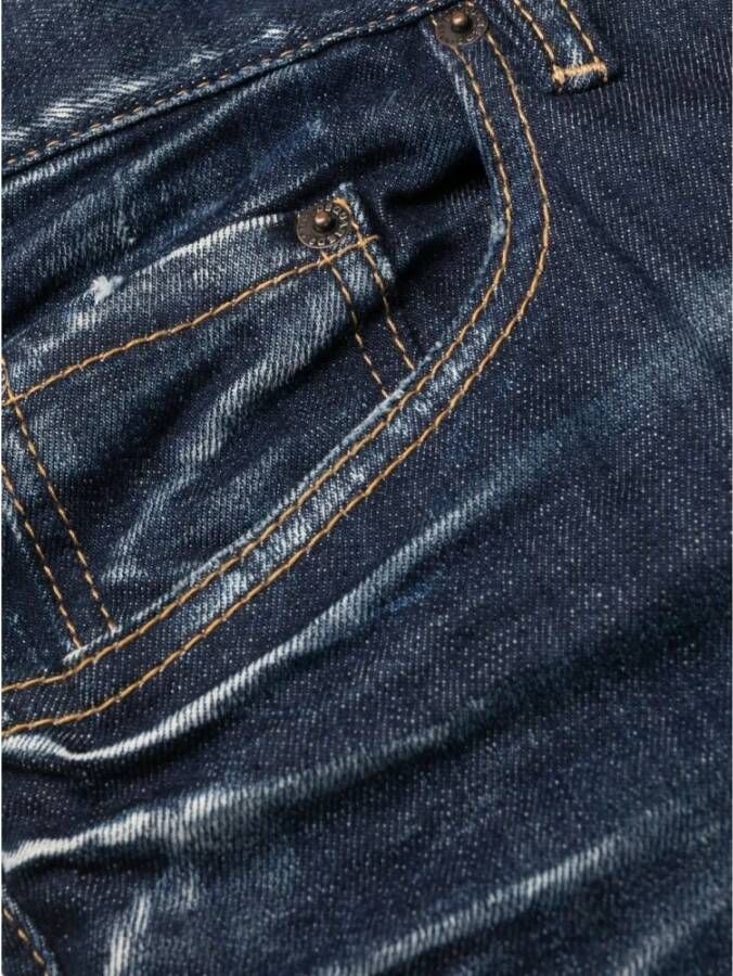 Dsquared2 Blauwe Skinny Jeans met Bleek-Effect Blauw Heren
