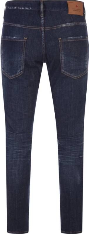 Dsquared2 Blauwe Straight-Leg Jeans met Vernietigde Details Blauw Heren