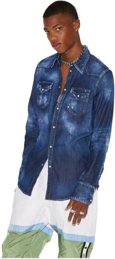 Dsquared2 Camisa Classic Western Blauw Heren
