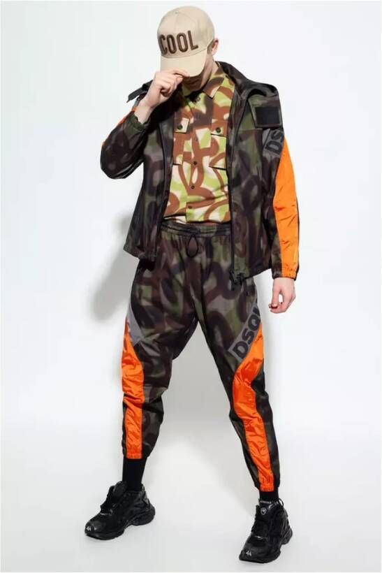 Dsquared2 Camouflage Katoenen Hemdje met Knoopsluiting Groen Heren