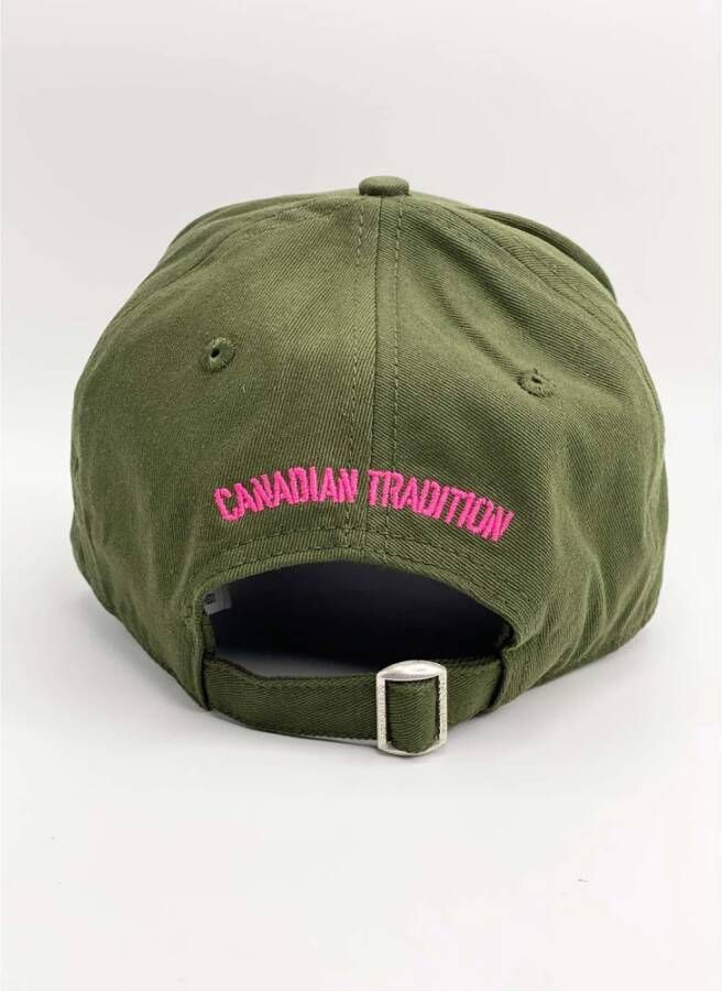 Dsquared2 Urban Stijl Pet in Khaki Groen met Levendig Logo Groen Heren