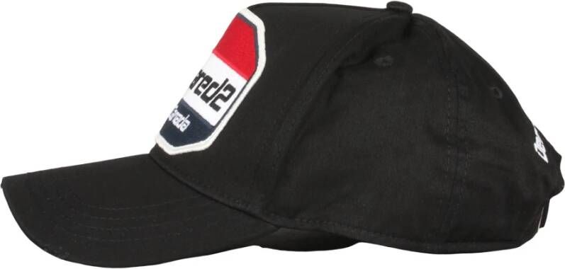 Dsquared2 Verstelbare Zwarte Logo-Geborduurde Baseballpet Zwart Heren