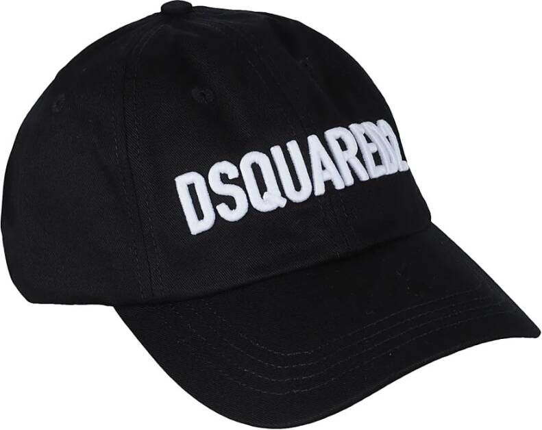 Dsquared2 Zwarte Katoenen Hoed met Logo Applicatie Zwart Heren