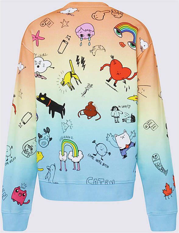 Dsquared2 Cartoon Sweatshirt Rood Multicolor Lange Mouwen Zachte Pasvorm Blauw Dames