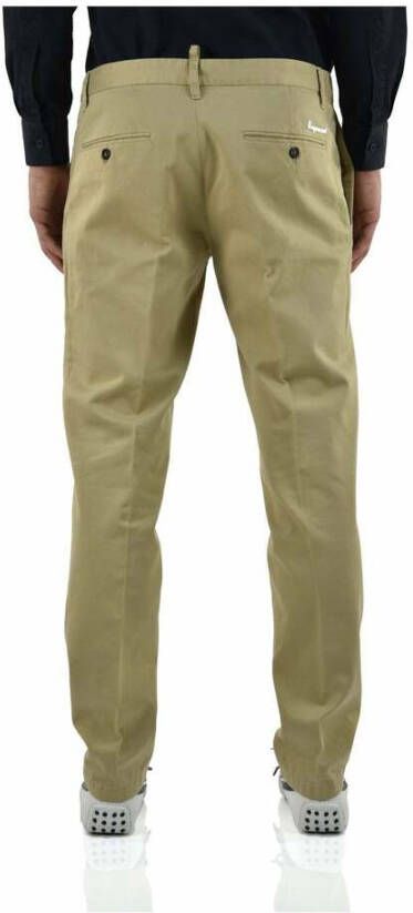Dsquared2 Beige Katoenen Chinos met Metalen Logo Beige Heren