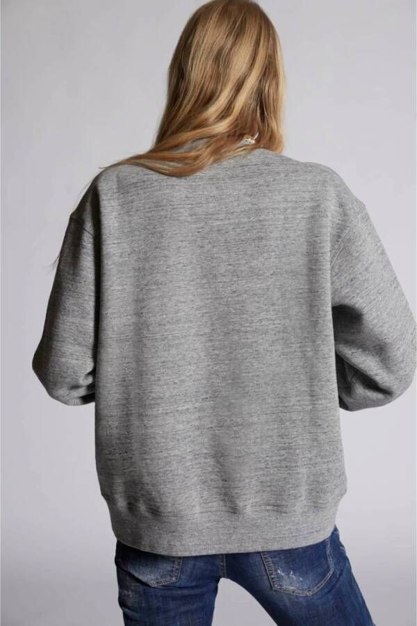 Dsquared2 Comfortabele Grijze Sweater met Zwart Logo Grijs Dames