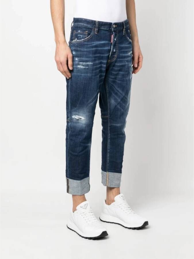 Dsquared2 Cropped Trousers Blauw Heren