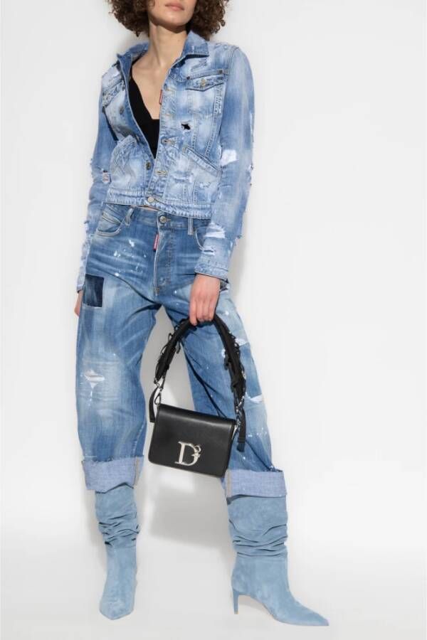 Dsquared2 Distressed denim jacket Blauw Dames